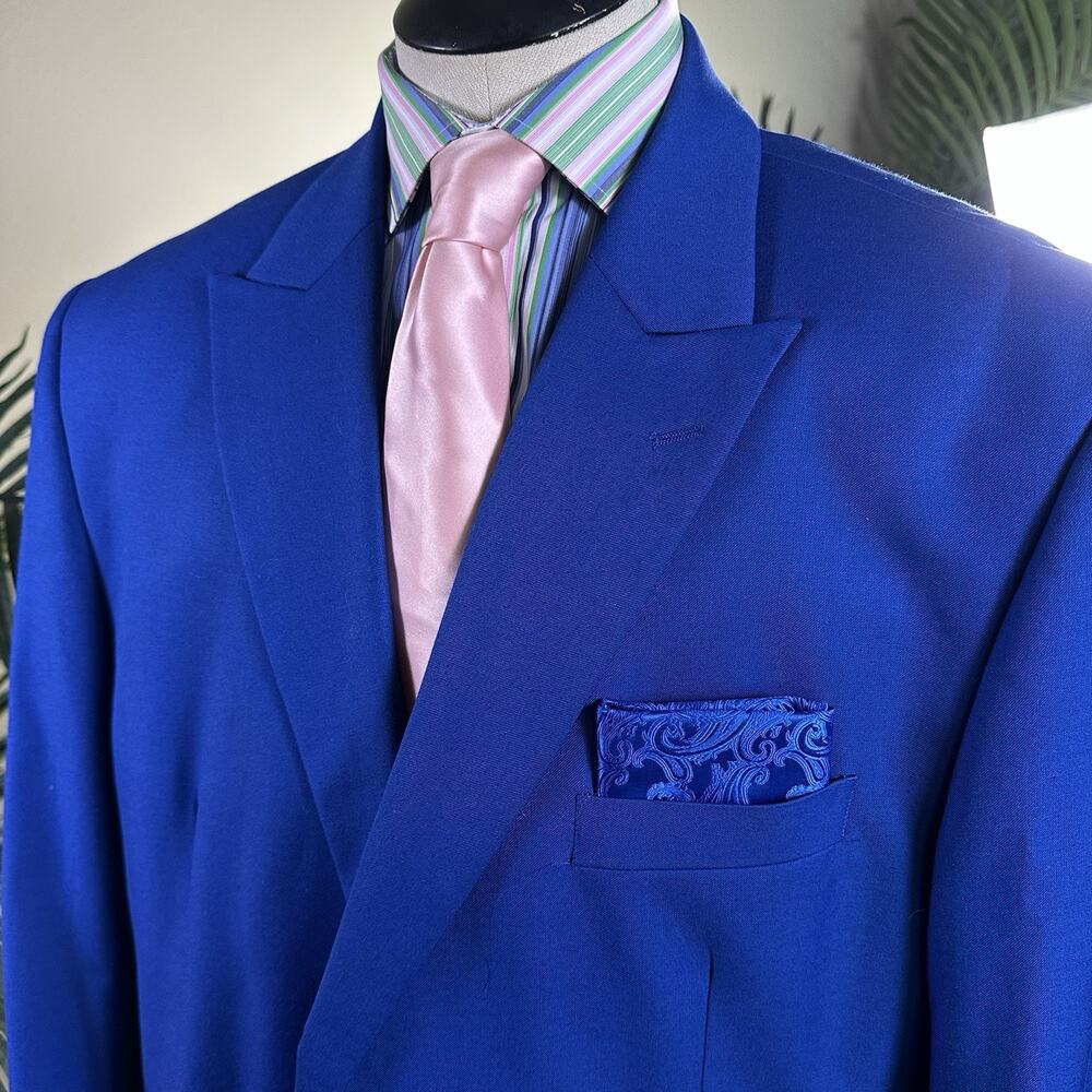 Rossi Man Blazer Men 54L 52L Peaked lapels Super 150s Deep Royal Blue